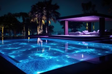 led swimming pool dark